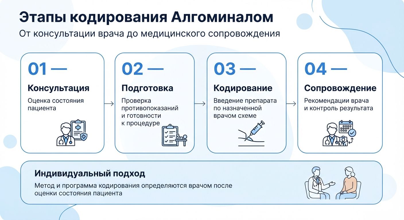 Кодирование препаратом «Алгоминал» в Котласе инфографика